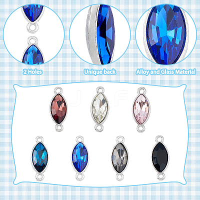 28Pcs 7 Colors Alloy Glass Connector Charms FIND-HY0001-87-1