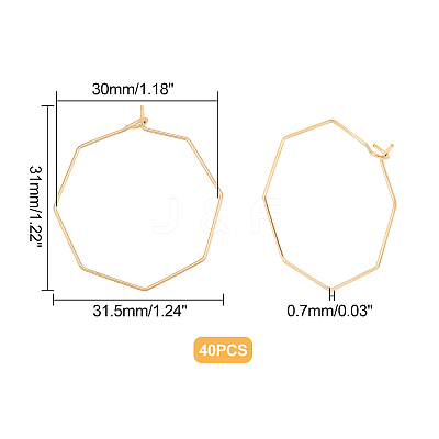 40Pcs Ion Plating(IP) 316 Stainless Steel Hoop Earrings Findings STAS-DC0003-91-1