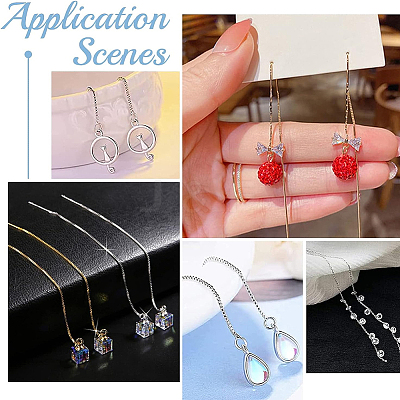 8Pcs 2 Style Brass Chain Stud Earring Findings KK-BBC0009-80-1