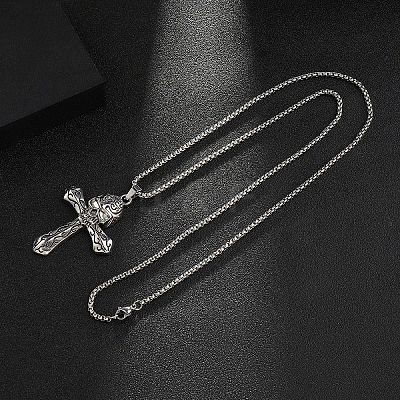 Zinc Alloy Cross Pendant Necklaces NJEW-M211-06D-ASP-1