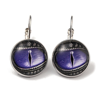 Dragon Eye Glass Leverback Earrings with Brass Earring Pins EJEW-Q798-01T-1