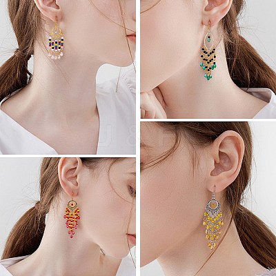 9Pairs 9 Style Horse Eye & Ring & Coin Chandelier Earrings EJEW-SW00010-1