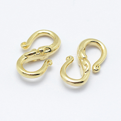 Brass S-Hook Clasps KK-F727-10G-NF-1