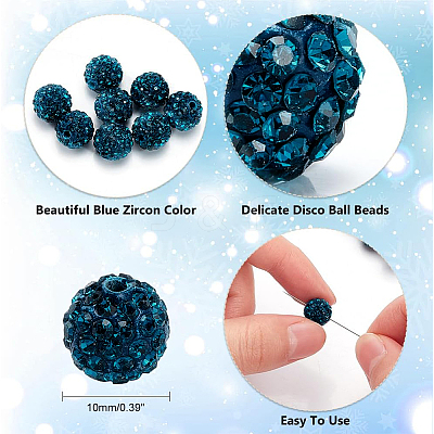100Pcs Pave Disco Ball Beads RB-PH0001-25E-1