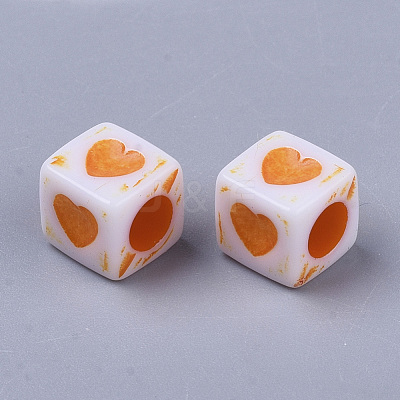 Spray Painted Acrylic Beads ACRP-T008-01-1