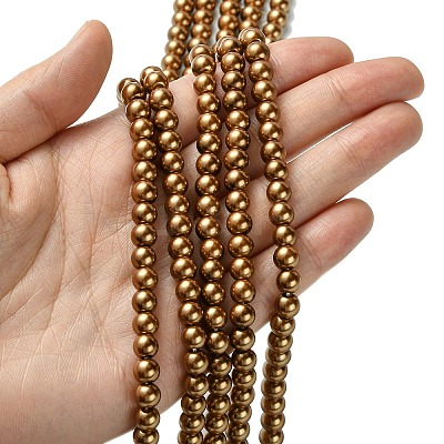 Eco-Friendly Dyed Glass Pearl Beads Strands HY-A008-6mm-RB090-1