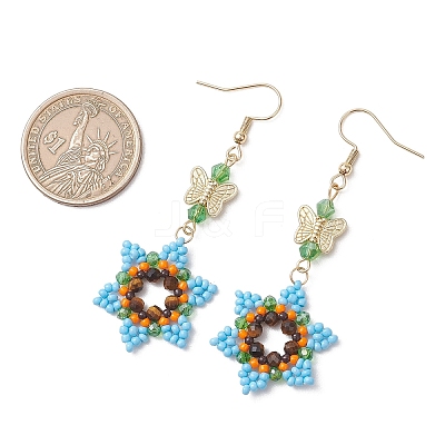 Glass Seed & Glass Beaded Dangle Earrings EJEW-MZ00691-1