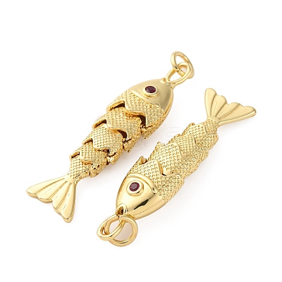 Rack Plating Brass Micro Pave Cubic Zirconia Pendants KK-M309-38C-G-1