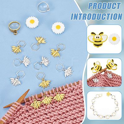 28Pcs Bees & Daisy DIY Knitting Tool Kits HJEW-AB00670-1