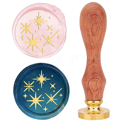 Brass Wax Seal Stamps with Wood Handle AJEW-WH0412-0050-1