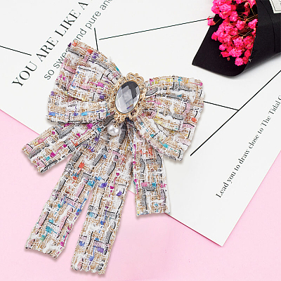 Bowknot Polyester Brooches for Backpack Clothes JEWB-WH20006-10A-1