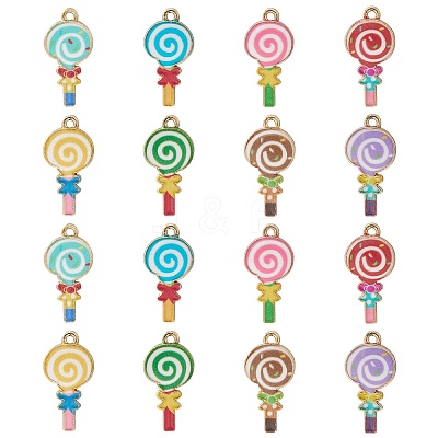 40Pcs 8 Styles Alloy Enamel Pendants ENAM-CJ0005-19-1