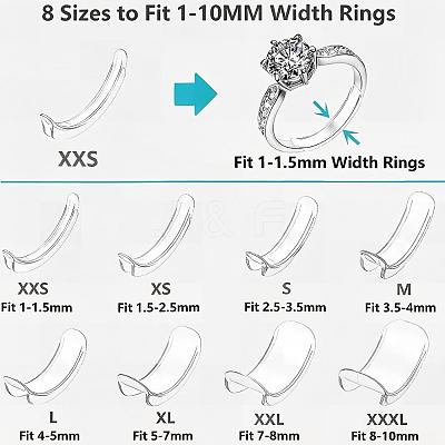 8Pcs 8 Sizes Plastic Invisible Ring Size Adjuster TOOL-YW0001-16-1