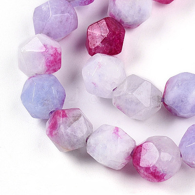 Dyed Natural White Jade Beads Strands X-G-T139-8mm-45S-1