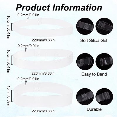 12 Pairs 3 Style Transparent TPU Rubber Shoelace FIND-FG0002-33-1