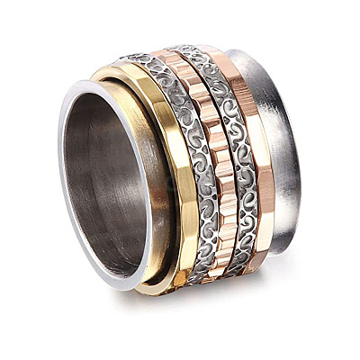 Retro Rotatable 304 Stainless Steel Finger Rings FS-WG84C22-34-1