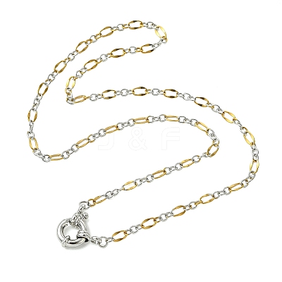 2Pcs 2 Colors 3MM Two Tone 304 Stainless Steel Figaro Chain Necklaces NJEW-JN06465-1