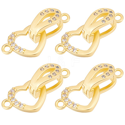 6 Sets Brass Micro Pave Clear Cubic Zirconia Fold Over Clasps KK-BBC0005-70-1