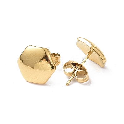 Ion Plating(IP) 304 Stainless Steel Hexagon Stud Earrings for Women EJEW-I285-04B-G-1