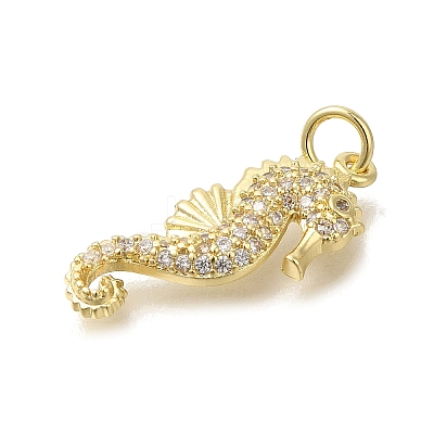 Brass Micro Pave Cubic Zirconia Pendants X-KK-R002-18G-1