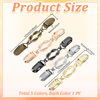 5Pcs 5 Colors Retro Alloy Cardigan Clips FIND-WR0012-62-1
