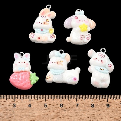 Rabbit Theme Opaque Resin Pendants RE-CBAFB89-01-1