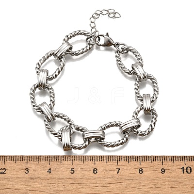 304 Stainless Steel Oval Link Chain Bracelets for Women X-BJEW-R021-09P-1
