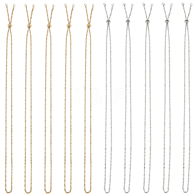 10Pcs 2 Colors 304 Stainless Steel Singapore Chain Necklace Making AJEW-SC0003-99-1