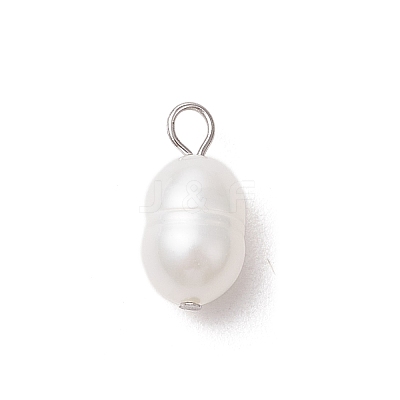 10Pcs 2 Colors Natural Cultured Freshwater Pearl Rice Charms PALLOY-JF03921-1