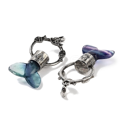 Natural Colorful Fluorite Whale Tail Big Pendants G-Q163-03AS-02-1