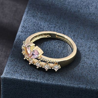 Brass Micro Pave Cubic Zirconia Cuff Open Rings CU-CBA5C10-07G-1