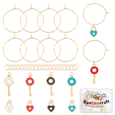 DIY Heart Padlock & Key Wine Glass Charm Making Kit DIY-BBC0001-18-1