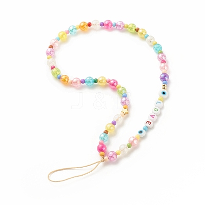 Word LOVE Acrylic Mobile Straps HJEW-JM00643-1