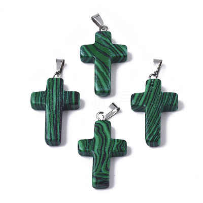 Synthetic Malachite Pendants G-J354-01A-1