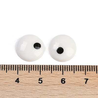 White and Black Flat Round Cartoon Resin Cabochons LS-CRES-Q009-01K-1