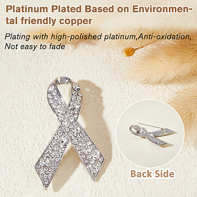 2Pcs Awareness Ribbon Alloy Rhinestone Brooches for for Backpack Clothes JEWB-FH0002-19P-1