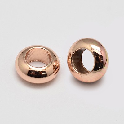 Brass Flat Round Spacer Beads X-KK-M085-10RG-NR-1