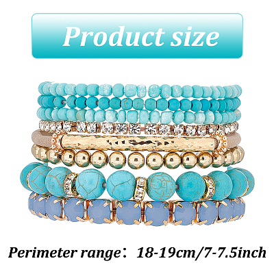 16Pcs 16 Style Crystal Rhinestone & Resin & Glass Seed Beaded Stretch Bracelets Set BJEW-AN0001-15-1