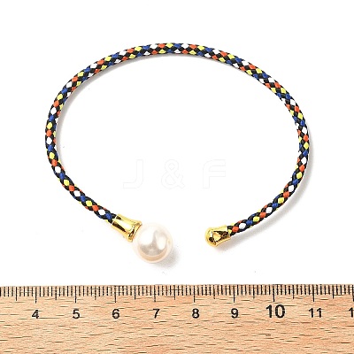 Steel Wire Ring & Copper Buckle & Plastic Pearl Bangles BJEW-S177-01-1