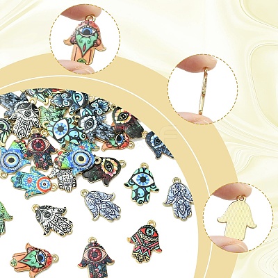 15Pcs 15 Colors Printed Alloy Pendants ENAM-YW0006-44-1