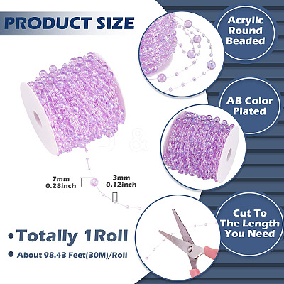 Acrylic Round Beaded Link Chains DIY-MB0007-001C-1
