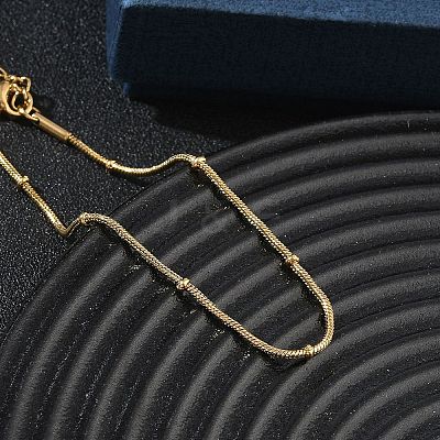 304 Stainless Steel Rondelle Round Snake Chain Bracelets SA-CBA2696-18G-1