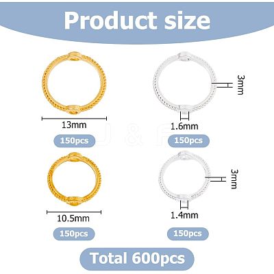600Pcs 4 Styles Alloy Bead Frames FIND-HS0001-08-1