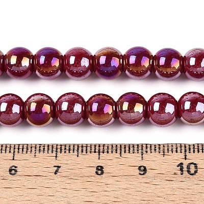 Electroplate Opaque Glass Beads Strands LS-GLAA-T032-P8mm-AB23-1