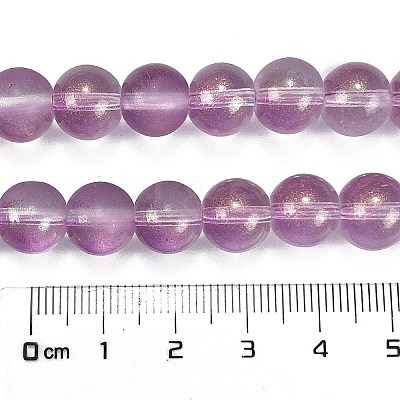 Frosted Transparent Glass Bead Strands GLAA-P065-10mm-07-1