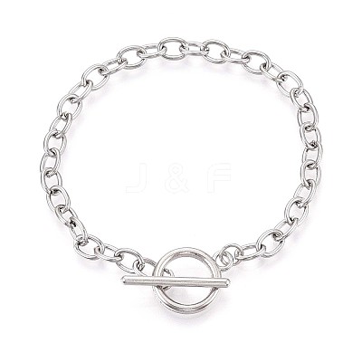 201 Stainless Steel Cable Chain Bracelets for Men Women BJEW-N036-01P-1