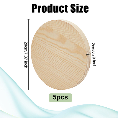 Flat Round Unfinished Wood Slice WOOD-WH0029-190B-1