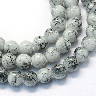Baking Paint Glass Round Bead Strands X-DGLA-Q019-8mm-42-1