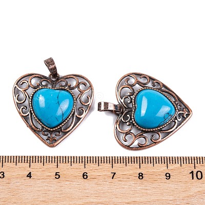 Synthetic Turquoise Peach Love Heart Pendants G-G158-01-09-1