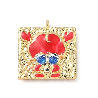 Brass Micro Pave Cubic Zirconia Enamel Pendants KK-L250-08G-05-1